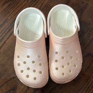 Pink Metallic Crocs Size 8